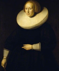Portrait Of An Unknown Lady In Black, With A Broad Cartwheel Ruff — Paulus Moreelse