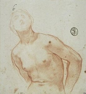Naked Woman, Seen From The Waist Up, Hands Behind His Back. St. Bibiana — Pietro Da Cortona