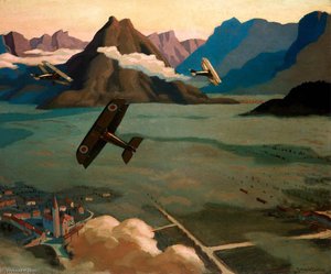 British Scouts Leaving Their Aerodrome On Patrol Over The Asiago Plateau, Italy — Sydney William Carline