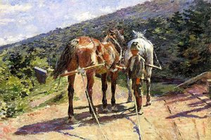On The Tow-path - A Halt — Theodore Robinson