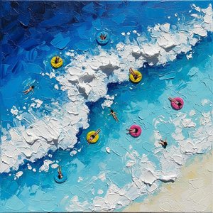 Azure Tide Symphony: Een Sculpturale Studie Van Zonnige Branding En Zwevende Sereniteit