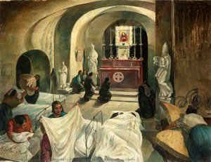 Malta Preparing For The Night In The Crypt Of St Augustine's, Valletta — Leslie Cole