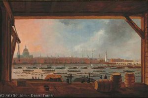View Of Horatio Nelson's Funeral Procession On The River Thames — Daniel Turner