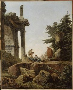 Arc De Triomphe En Ruines.les Joueurs De Cartes — Hubert Robert