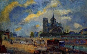 Notre Dame De Paris And The Bridge Of The Archeveche — Albert-charles Lebourg