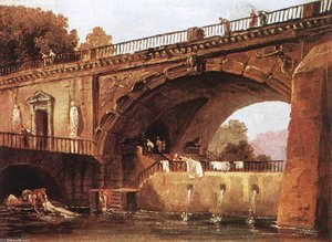 Washerwomen Below A Bridge — Hubert Robert