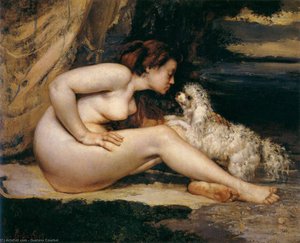 Nude Woman With Dog — Gustave Courbet