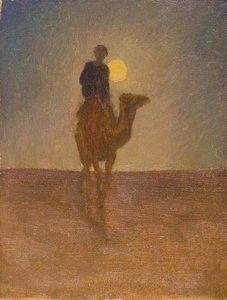 Man On A Camel With The Sun Behind — Brian Hatton