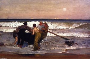 Pushing Off The Boat At Sea Bright, New Jersey — Louis Comfort Tiffany