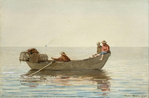 Three Boys In A Dory With Lobster Pots — Winslow Homer