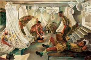 Malta Gunners Resting Between Alerts At A Heavy Anti Aircraft Post — Leslie Cole