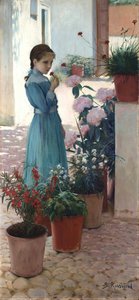 The Girl With Carnation (teresa Mirabent Planas) — Santiago Rusiñol Prats