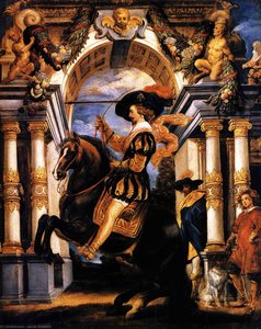 Cavalier Executing A Levade, In Front Of A Portal — Jacob Jordaens