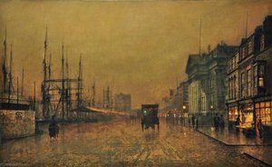 Die Abendliche Beleuchtung Von Liverpool Und Wapping — John Atkinson Grimshaw