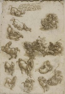 Horses, St George Fighting The Dragon, And A Lion — Leonardo Da Vinci