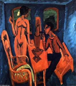 Habitación De La Torre, Autorretrato Con Erna — Ernst Ludwig Kirchner