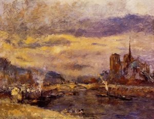 Paris The Seine And Notre Dame — Albert-charles Lebourg