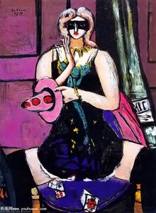 Carnival Mask, Green, Violet And Pink (columbine) — Max Beckmann