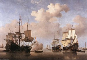 Calm Dutch Ships Coming To Anchor — Willem Van De Velde Mladší