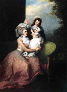 Mrs. John Barker Church (angelica Schuyler), Son Philip And Servant — John Trumbull