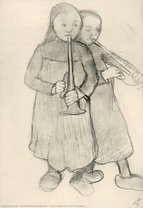 Dos Jóvenes Campesinas Con Trompetas — Paula Modersohn-becker