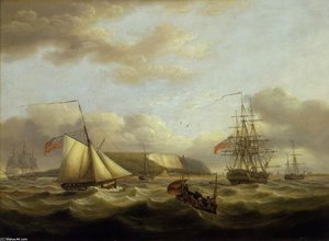 A Cutter Passing Astern Of A Frigate — Thomas Luny