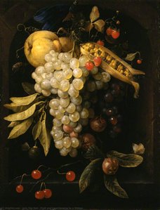 Fruit And Corn Hanging By A Ribbon — Joris Van Son