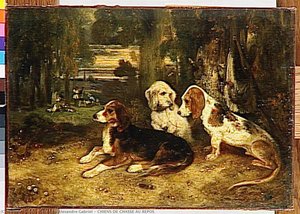 Chiens De Chasse Au Repos — Alexandre Gabriel Decamps