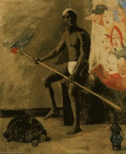 Masques Regardant Un Negre Batteleur — James Ensor