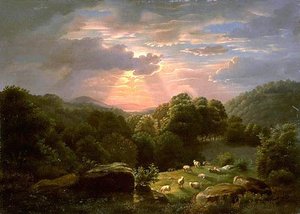 Landscape With Sheep, (painting) — Robert Seldon Duncanson