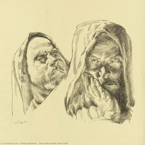 Two Male Heads With Tallit — Ludwig Meidner