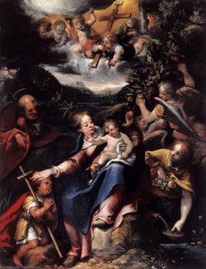 The Holy Family With The Infant St John The Baptist In A Landscape — Denys Calvaert