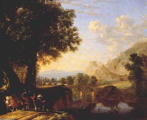 Italian Landscape With Bridge And Castle — Herman Van Swanevelt