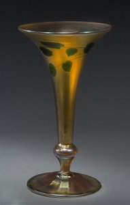 Decorated Gold Favrile Trumpet Vase — Studio Of Louis Comfort Tiffany
