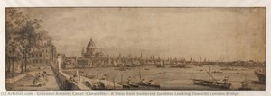 Una Vista Desde Los Jardines De Somerset Mirando Hacia El Puente De Londres — Giovanni Antonio Canal