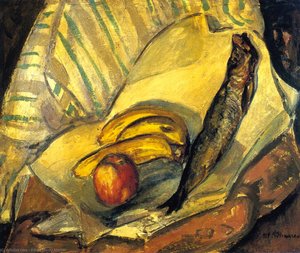 Still Life With Trout, Bananas And Apple — Alfred Henry Maurer