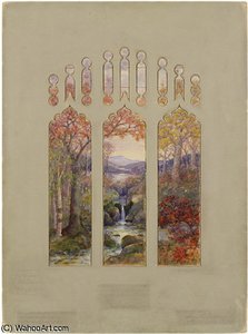 Design For Autumn Landscape Window — Louis Comfort Tiffany