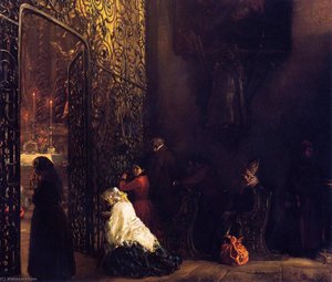 Early Mass In A Salzburg Church — Adolph Von Menzel