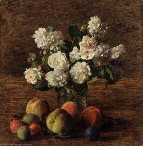 Still Life. Roses And Fruit — Henri Fantin-latour
