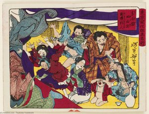 Sumô Fanatics At The Ekô-in Temple In Eastern Ryôgoku — Tsukioka Yoshitoshi