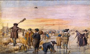 Ice Scene With A Hunter Showing An Otter — Hendrick Avercamp