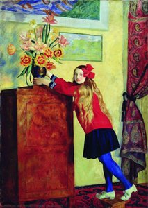 Girl With Flowers — 보리스 쿠스토디예프