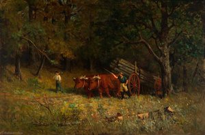 Untitled (boy And Man With Oxen) — Edward Mitchell Bannister