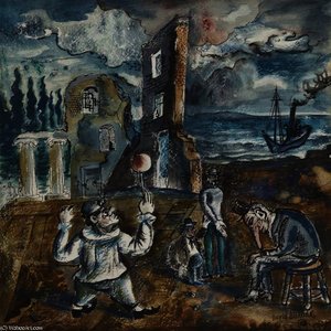 Punchinello In Ruins By The Sea — David Davidovich Burliuk