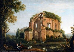 Ruined Temple In An Italianate Landscape — Paolo Anesi