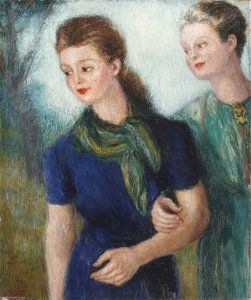 Two Ladies Walking Arm In Arm — Georges Van Houten