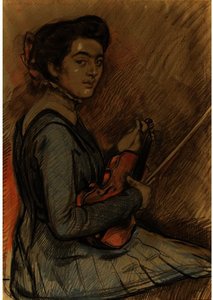 Renée Druet Avec Un Violon — Théo Van Rysselberghe