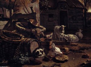 Barnyard Scene (detail) — Egbert Van Der Poel