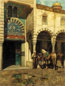 A Rest Outside Of The Mosque — Alberto Pasini