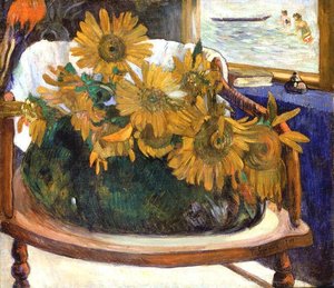 Still Life With Sunflowers On An Armchair — Eugène Henri Paul Gauguin